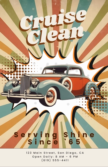 Free Retro Car Wash Poster Template to Edit Online