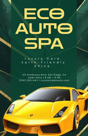 Free Gold and Green Car Wash Poster Template to Edit Online