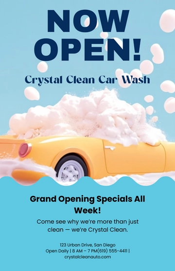 Free Car Wash Now Open Poster Template to Edit Online