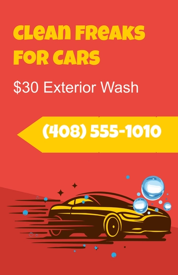 Free Professional Auto Car Wash Poster Template to Edit Online