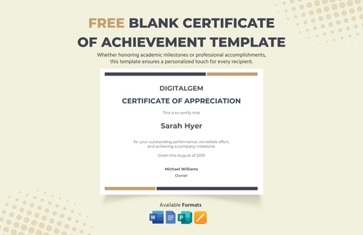 Blank Certificate of Achievement Template
