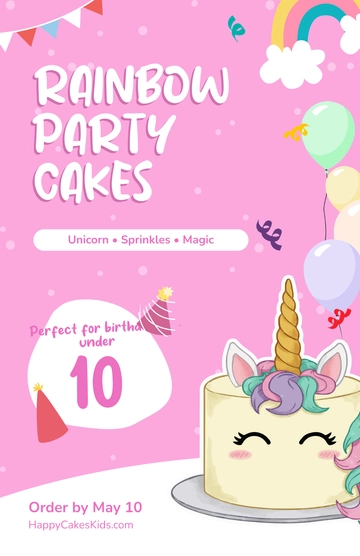 Free Colorful Cake Poster for Kids Template to Edit Online