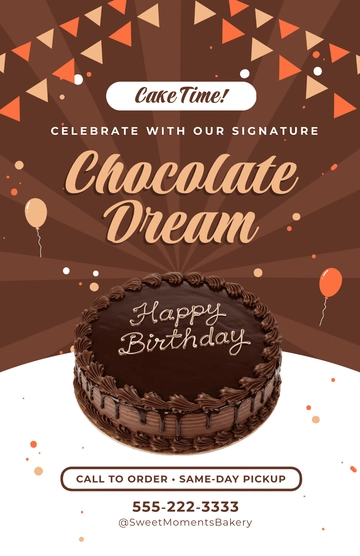 Free Birthday Cake Poster Template to Edit Online