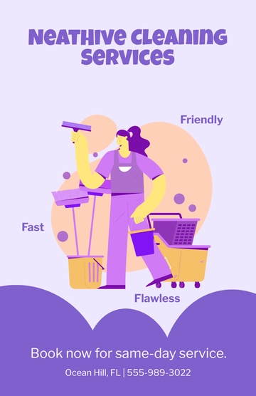 Free Purple Cleaning Services Kit Poster Template to Edit Online