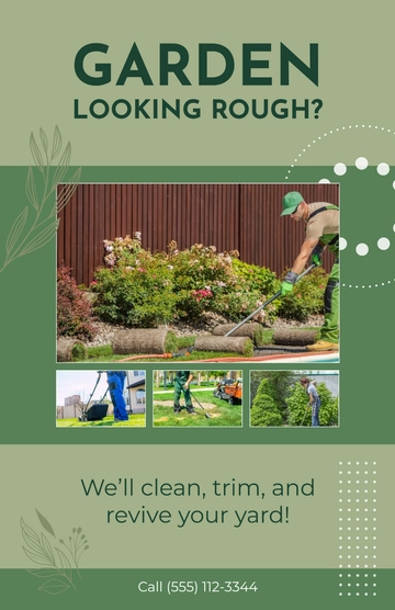 Free Lawn and Garden Cleaning Services Poster Template to Edit Online
