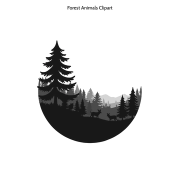 Free Black And White Forest Clipart to Edit Online