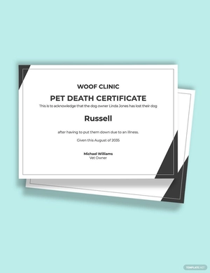 Pet Death Certificate Template Pet Death Certificate Template