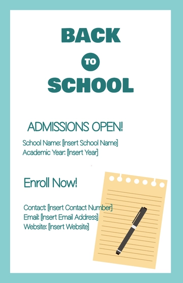 Free Blank Back To School Admission Poster Template to Edit Online