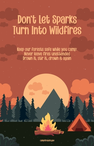 Free Camping Fire Prevention Poster Template to Edit Online