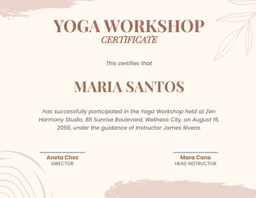 Free Yoga Workshop Certificate Template to Edit Online