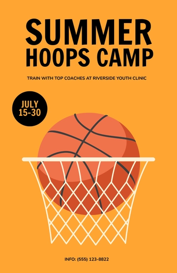 Free Summer Basketball Poster Design Template to Edit Online