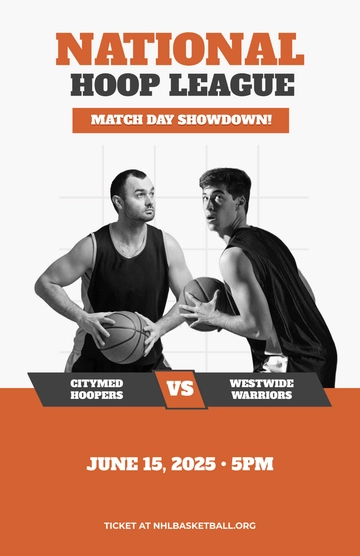 Free Professional Basketball Match Poster Template to Edit Online