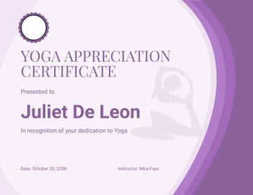 Free Yoga Appreciation Certificate Template to Edit Online