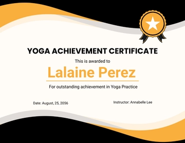 Free Yoga Achievement Certificate Template to Edit Online