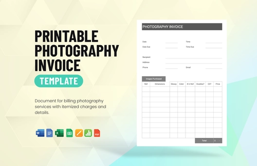 Printable Photography Invoice Template