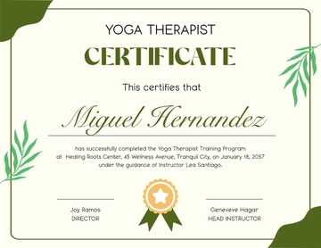 Free Yoga Therapist Certificate Template to Edit Online