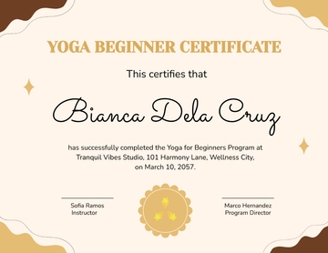 Free Yoga Beginner Certificate Template to Edit Online