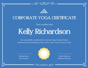 Free Corporate Yoga Certificate Template to Edit Online