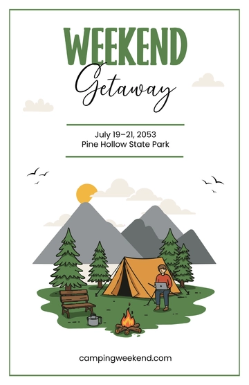 Free White Camping Weekend Poster Template to Edit Online