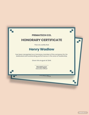 Corporate Honorary Certificate Template