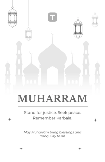 Free Flat White Muharram Poster Template to Edit Online