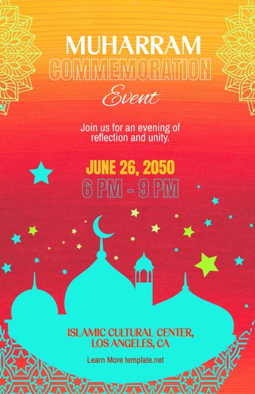 Free Colorful Muharram Event Poster Template to Edit Online