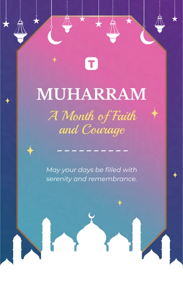 Free Gradient Background Muharram Poster Template to Edit Online
