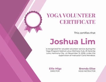 Free Yoga Volunteer Certificate Template to Edit Online