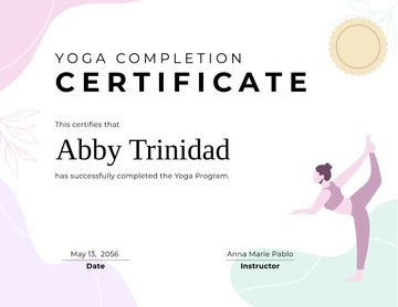 Free Yoga Completion Certificate Template to Edit Online