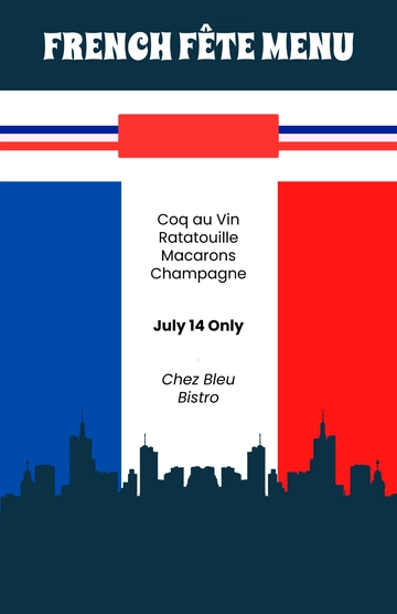 Free Colorful Bastille Day Menu Poster Template to Edit Online