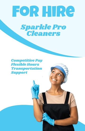 Free White Cleaning Services for Hire Poster Template to Edit Online