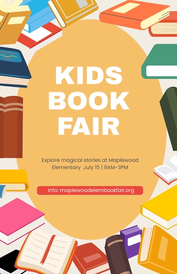Free Colorful Kids Book Fair Poster Template to Edit Online