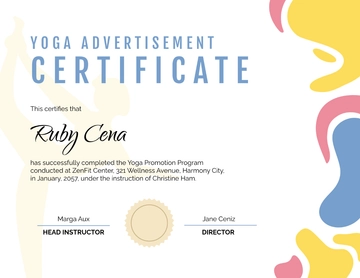 Free Yoga Advertisement Certificate Template to Edit Online