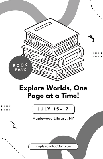 Free Simple Drawing Book Fair Poster Template to Edit Online