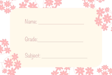 Free Pink Flower School Label Template to Edit Online
