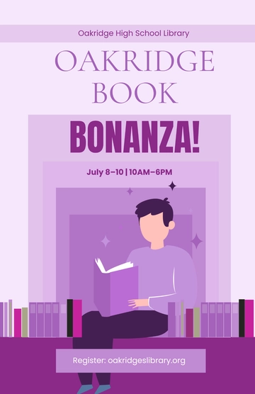 Free DIY Purple Book Fair Poster Template to Edit Online