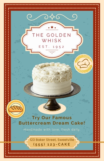 Free Vintage Cake Poster Template to Edit Online