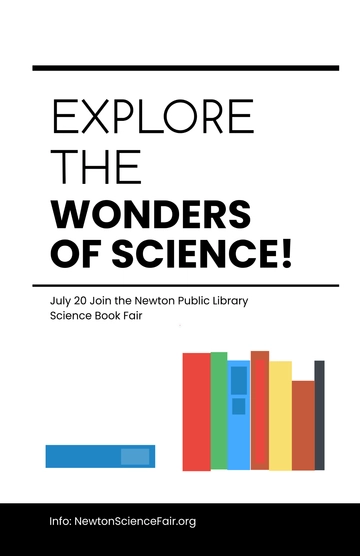 Free Modern Science Book Fair Poster Template to Edit Online