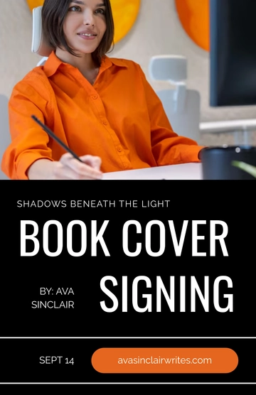 Free Black Book Cover Signing Poster Template to Edit Online