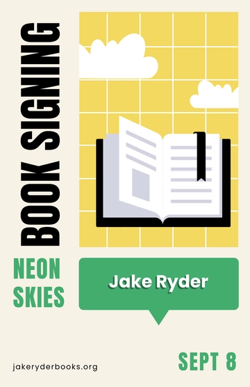 Free Cool Book Signing Poster Design to Edit Online