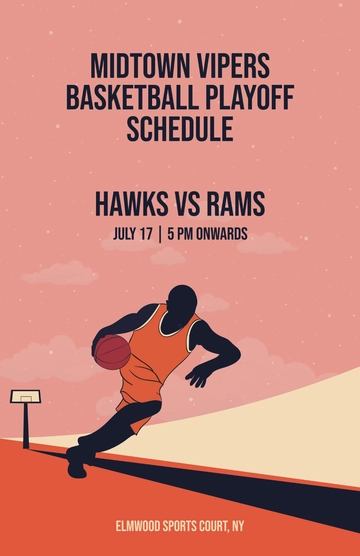 Free Simple Basketball Schedule Poster Template to Edit Online