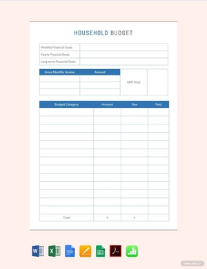 Simple Household Budget Template