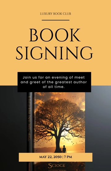 Free Simple Book Signing Poster Template to Edit Online
