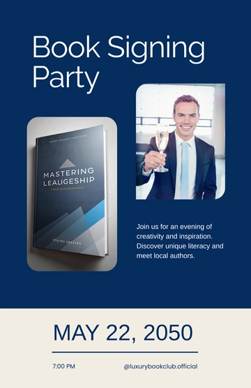 Free Book Signing Party Poster Template to Edit Online