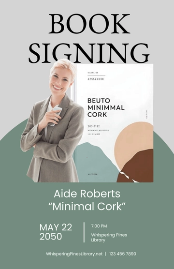 Free Aesthetic Book Signing Poster for Guests Template to Edit Online