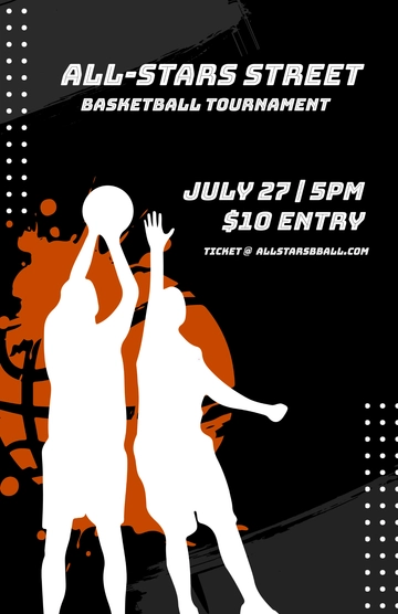 Free Black Street Basketball Poster Template to Edit Online