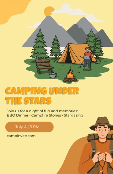 Free Yellow Camping Invitation Poster Template to Edit Online