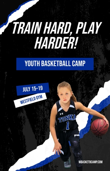 Free Colorful Youth Basketball Poster Template to Edit Online