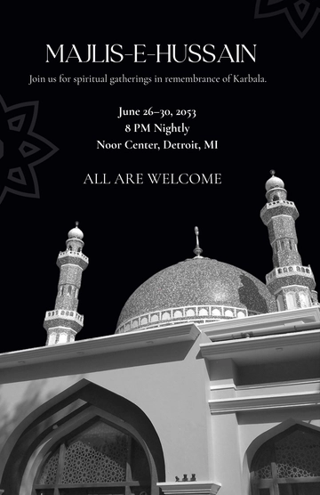 Free Black Majlis Muharram Poster Template to Edit Online