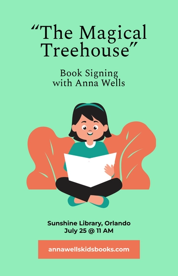 Free Colorful Children's Book Signing Poster Template to Edit Online